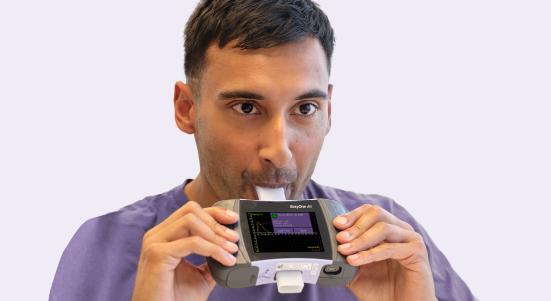 EasyOne spirometer in use