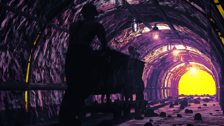 coal miner in tunnel