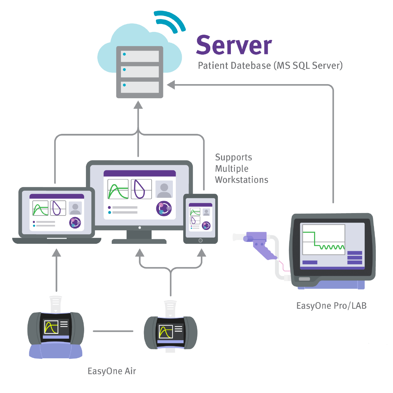 data centralization - patient database - EasyOne Pro - EasyOne LAB - EasyOne - NDD - Spirometer - Spirometry